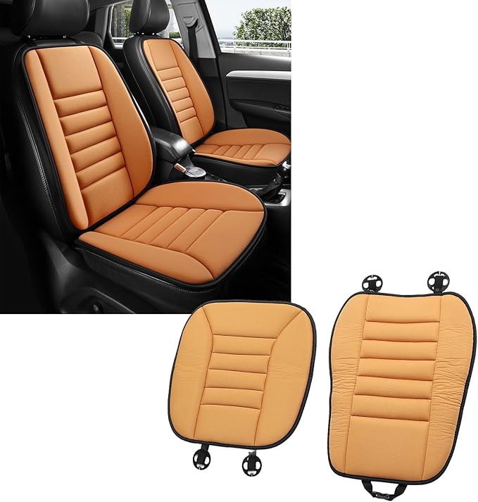 Ejoyous Car Seat Cushion with Back Support Pillow, Memory Foam Driving Seat Cushion and Lumbar Pillow for SUV Trucks Office Chair (Orange)