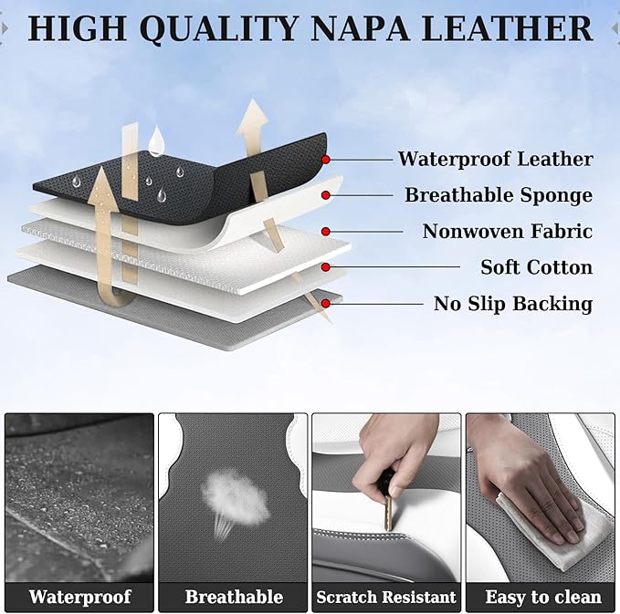 Coverado Car Seat Covers, Front Covers for Cars, Car Seat Cover Front Seats, Automotive Seat Cover, Waterproof, Leather Car Seat Cushion, Universal Interior Covers Seat Protectors for Most Cars