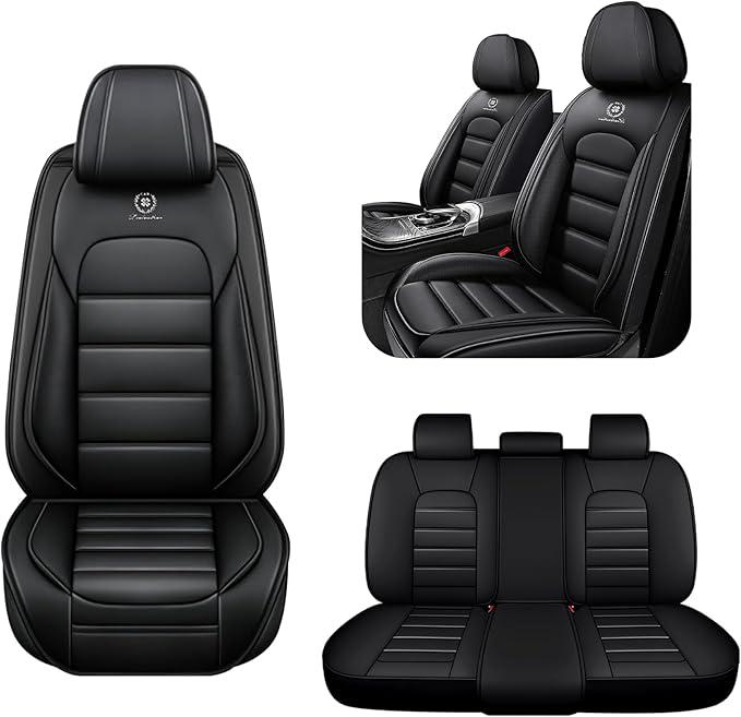 AREKA 5 Seat Covers for Honda Civic 2002-2026 Breathable Car Seat Covers,Anti-Slip Waterproof Car Seat Protectors with Airbag,Automotive Vehicle Cushion with Storage Pockets (Standard,Black)