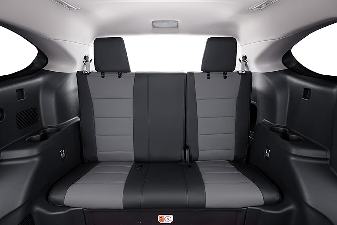 Full Set Highlander Seat Covers for 2020-2026 Toyota Highlander Suv Seat Cushion,2nd Row Captain Chair,Fully Covered,Luxury Waterproof Leather Car Seat Protector,Fit Like A Glove (Black & Gray)