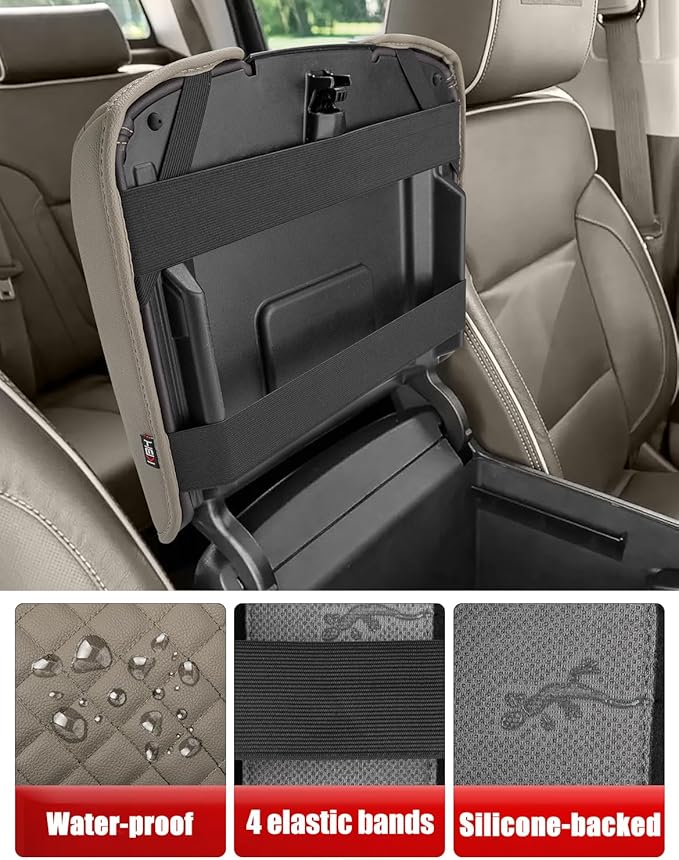 KBH Center Console Armrest Cover for Chevy Suburban Tahoe & GMC Yukon 2015-2020, Silverado & Sierra 1500 2500 3500 2014-2018, Bucket Seat, Customized Arm Rest Lid Protective Cushion, PU Leather