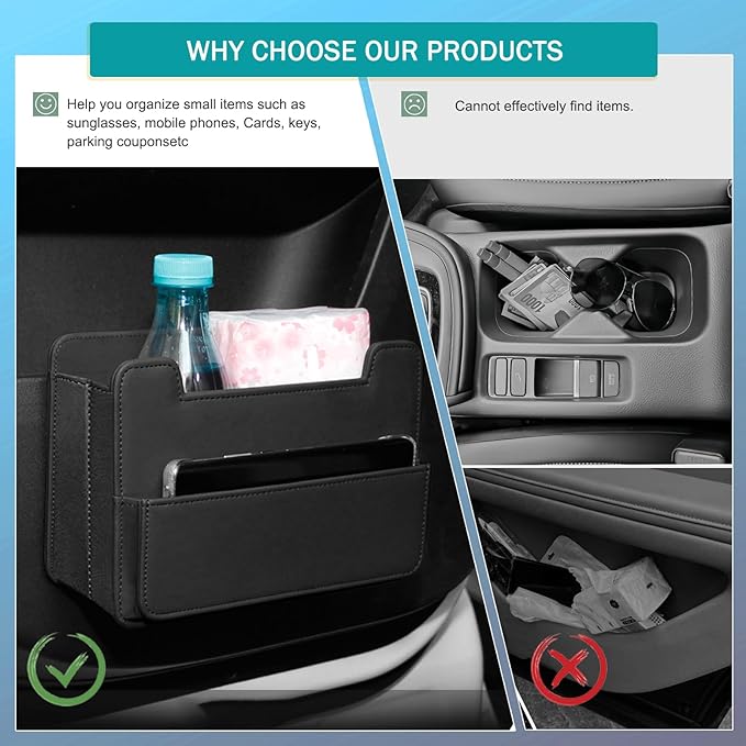 Tumecos Foldable Car Storage Box,Multifunctional Seat Back Organizer,Trash Can, Auto Door Side Pocket,Storage Bag,Car Accessories Organizer Box