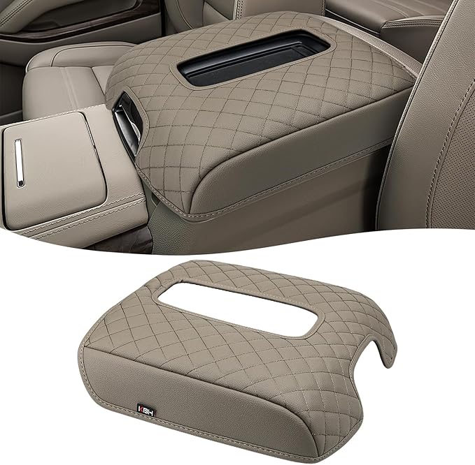 KBH Center Console Armrest Cover for Chevy Suburban Tahoe & GMC Yukon 2015-2020, Silverado & Sierra 1500 2500 3500 2014-2018, Bucket Seat, Customized Arm Rest Lid Protective Cushion, PU Leather
