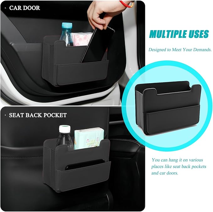 Tumecos Foldable Car Storage Box,Multifunctional Seat Back Organizer,Trash Can, Auto Door Side Pocket,Storage Bag,Car Accessories Organizer Box