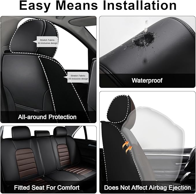 AREKA 5 Seat Covers for Honda Accord 2003-2026 Breathable Car Seat Covers,Anti-Slip Waterproof Car Seat Protectors with Airbag,Automotive Vehicle Cushion with Storage Pockets (Standard,Brown)