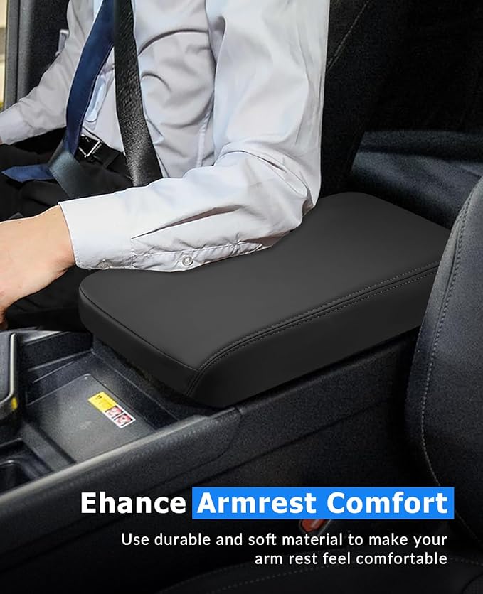 INTGET for 2024 2025 2026 Lexus GX 550 Center Console Cover Leather with Thin Pad Center Arm Rest Cover Middle Console Protector for Lexus GX 550 Accessories 2024 2025 2026 (Black Stitches)