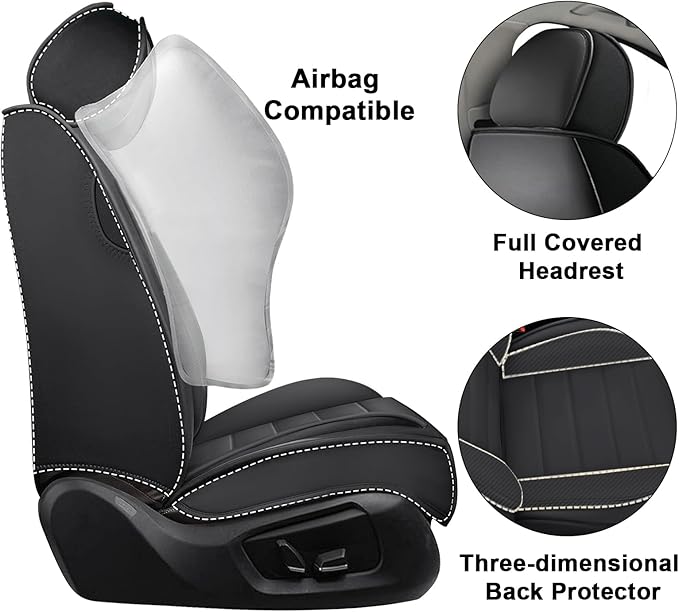 AREKA 2 Seat Covers for Honda Civic 2002-2026 Breathable Car Seat Covers,Anti-Slip Waterproof Car Seat Protectors with Airbag,Automotive Vehicle Cushion with Storage Pockets (Standard,Black)