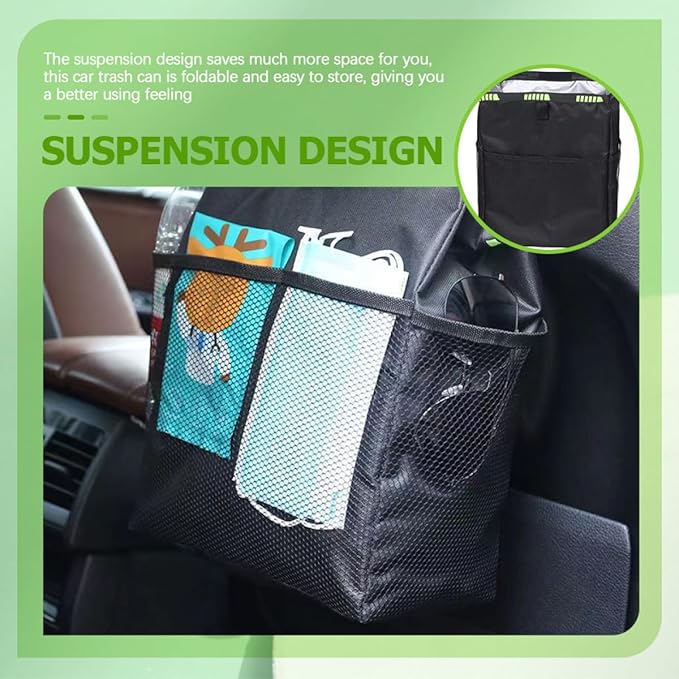 Waterproof Car Seat Back Organizer Large Capacity Hanging Storage Bag with Trash Bin and Cup Holder for Backseat Passenger Car Interior Accessories