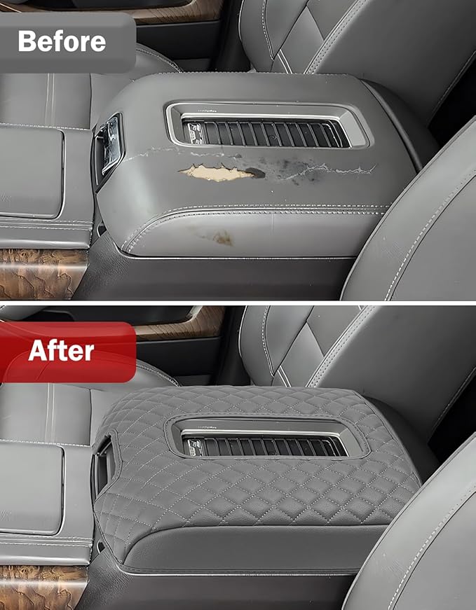 KBH Center Console Armrest Cover for Chevy Suburban Tahoe & GMC Yukon 2015-2020, Silverado & Sierra 1500 2500 3500 2014-2018, Bucket Seat, Customized Arm Rest Lid Protective Cushion, PU Leather