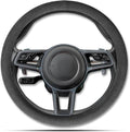 PAUUOOA Alcantara Sports Steering Wheel Cover 14.5" to 15" Fit - Anti-Slip Comfort Grip, Durable Soft Suede-Feel Luxury Material for Men Drivers | Fits Sports Cars, Luxury Cars, Sedans, SUVs and EV