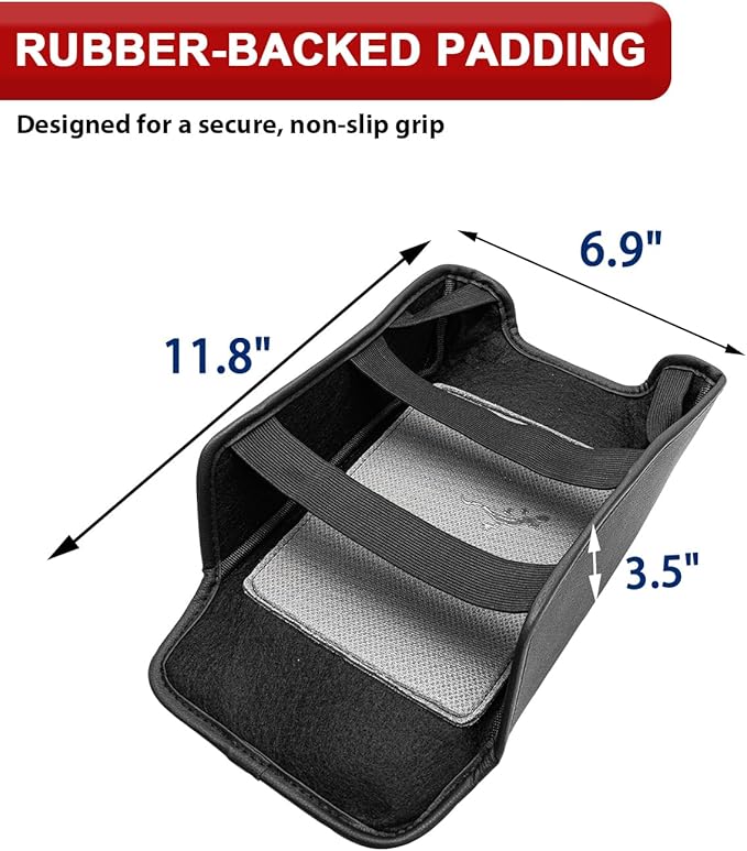 KBH Center Console Armrest Cover for 2006-2016 Land Rover LR3 & LR4, 2006-2013 Range Rover Sport, Middle Console Lid Protector, Vinyl Leather, Customized Accessories, Black (Not for Other Models)
