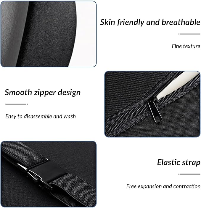 Car Headrest & Lumbar Support Cushion for Citroen DS3 C5 C3 C2 C4 C6, Ergonomic Automotive Seat Neck Pillow Lumbar Backrest Pad Neck Back Pain Relief Detachable Washable, Blue