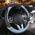 14 inch Cute Steering Wheel Cover for Women Men Faux Leather and Carbon Fiber,Black and Blue