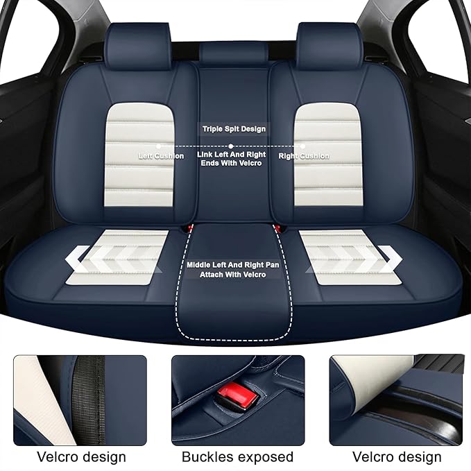 AREKA 5 Seat Covers for Honda Accord 2003-2026 Breathable Car Seat Covers,Anti-Slip Waterproof Car Seat Protectors with Airbag,Automotive Vehicle Cushion with Storage Pockets (Standard,Blue)