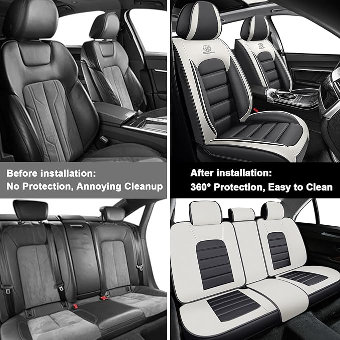 AREKA 5 Seat Covers for Honda Accord 2003-2026 Breathable Car Seat Covers,Anti-Slip Waterproof Car Seat Protectors with Airbag,Automotive Vehicle Cushion with Storage Pockets (Standard,Gray)