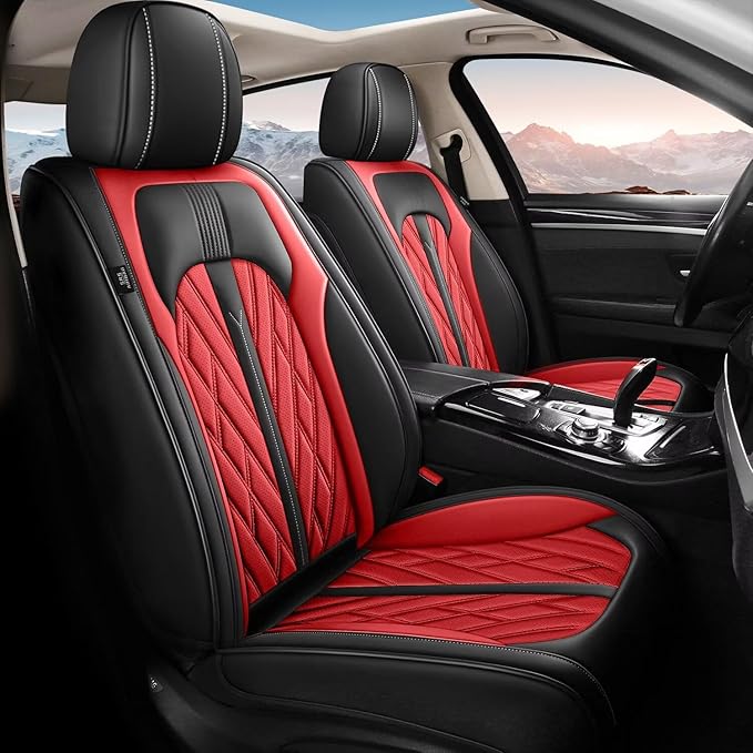 TTX LIGHTING Seat Covers Fit for Kia Rio 2013-2023 Car Seat Covers Full Set Car Faux Leather Breathable Waterproof (5 Seats, Black&Red)