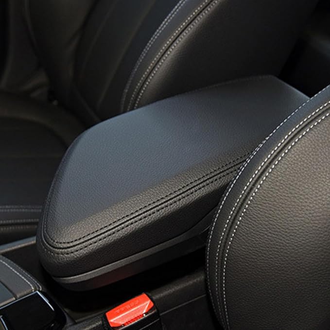 O SHI CAR Center Console Cover for BMW X1 2016 2017 2018 2019 2020 2021,Microfiber Leather Armrest Covers，Customized Armrest Cover Leather Arm Rest Covering for Car,Black