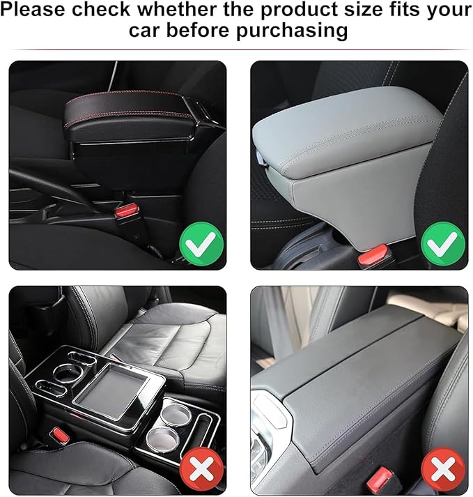 Car Armrest Storage Box for Audi Q8 2018–2025 2020 2021 2022 2023 2024, Sport-Style Center Console Organizer with Side Pocket, PU Leather Armrest Cushion, Elbow Support Pad,A Black