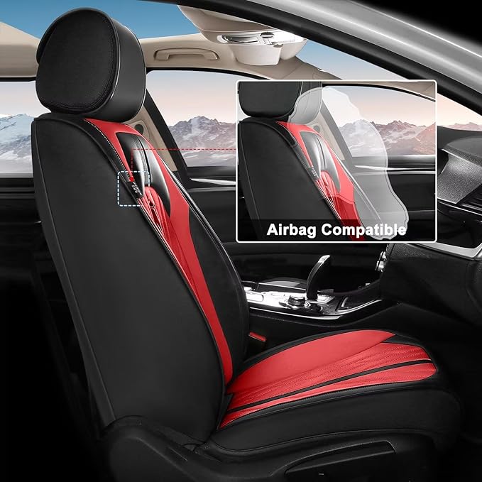 TTX LIGHTING Seat Covers Fit for Kia Rio 2013-2023 Car Seat Covers Full Set Car Faux Leather Breathable Waterproof (5 Seats, Black&Red)