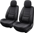SCOMEE Black Leather Car Seat Covers Front Seat Breathable Seat Protectors Waterproof Automotive Seat Covers Universal Fit for Most Cars SUVs Trucks Vehicles