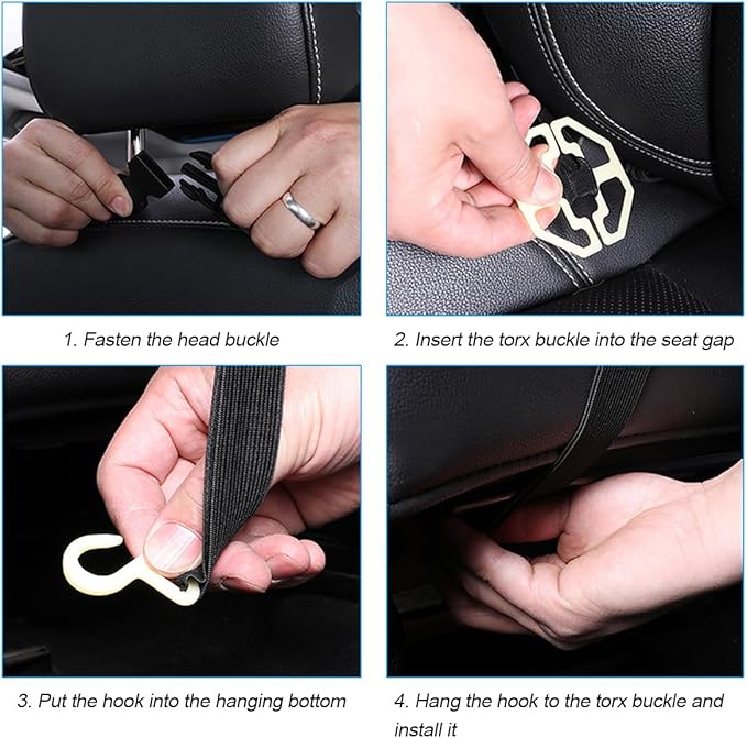 Car Seat Back Organizer, Leather Vehicle Seatback Storage Pocket with Foldable Table Tray, Multifunctional Automotive Backseat Protectors Kick Mats Accessories, Universal Fit (Brown)