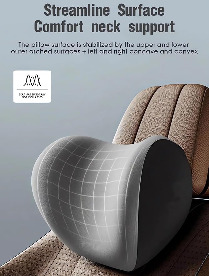Car Headrest & Lumbar Support Cushion 2025 Upgrade Comfort Memory Foam Car Backrest and Neck Pillow Ergonomic Car Headrest & Lumbar Support for Driving Car Support Cushion for Office Chair Car (Gray)