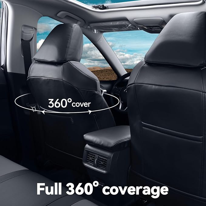 Full Set Highlander Seat Covers for 2020-2026 Toyota Highlander Suv Seat Cushion,2nd Row Captain Chair,Fully Covered,Luxury Waterproof Leather Car Seat Protector,Fit Like A Glove (Black & Gray)