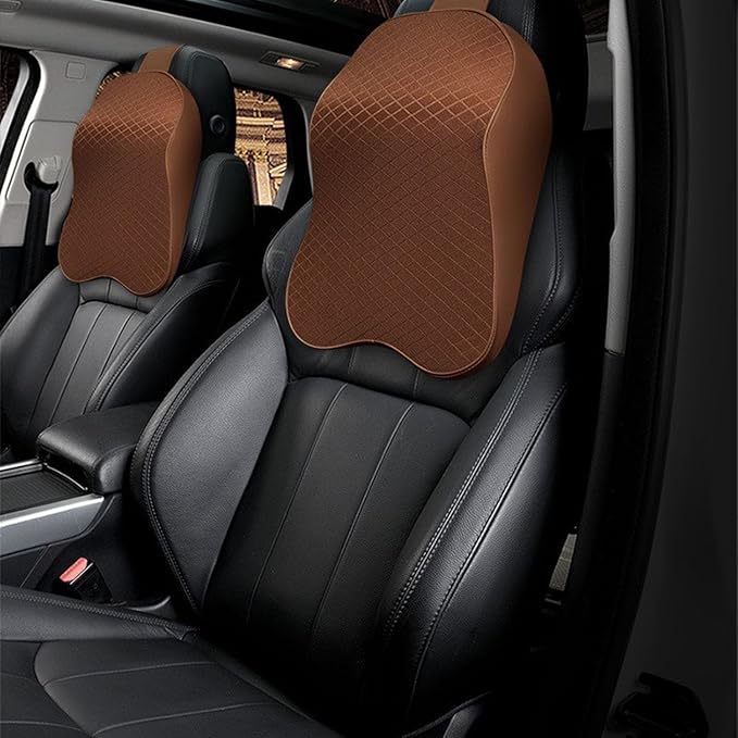 Car Headrest and Lumbar Support Pillow for Honda Civic 2012-2026 Seat Back Cushion Neck Pillow Driving Support Cushion Interior Accessories,1 headrest-Brown Style