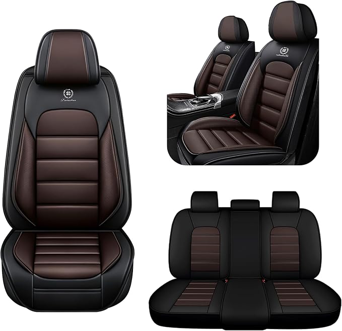 AREKA 5 Seat Covers for Honda Accord 2003-2026 Breathable Car Seat Covers,Anti-Slip Waterproof Car Seat Protectors with Airbag,Automotive Vehicle Cushion with Storage Pockets (Standard,Brown)
