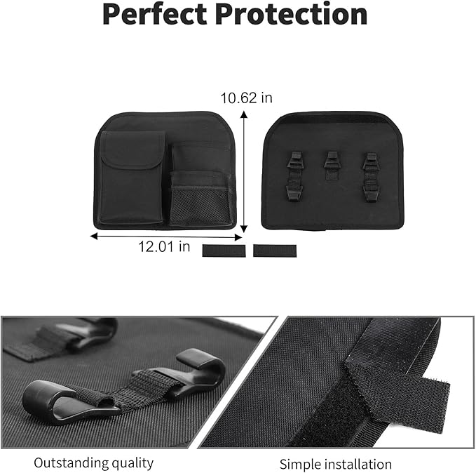JWWY Front Seat Back Organizer Storage Bag Pocket Pouch Fit for 2021-2024+ Ford Bronco Interior Accessories Black