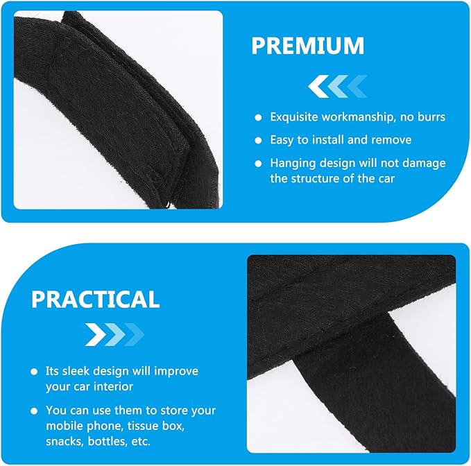Veemoon Felt Car Seat Back Organizer 2pcs with Hanging Storage Bags, Backseat Storage Pockets for Auto Seats, Sturdy Car Organizer Backseat for Travel and Daily Use