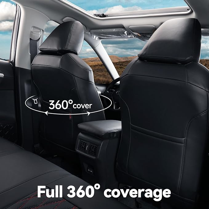 coverdream Highlander Seat Covers Full Set for 2020-2025 2026 Toyota Highlander SUV Seat Cushion,2nd Row Captain Chair,Fully Covered,Luxury Waterproof Leather Car Seat Protector (Black & Diamond)