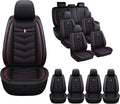 MVRVMV 3 Row 7 Seater Seat Covers for Ford Explorer 2012-2026, Airbag Compatible Front and Rear Split Bench Leather Auto Seat Protectors (7 Seat Standard, Black-Red