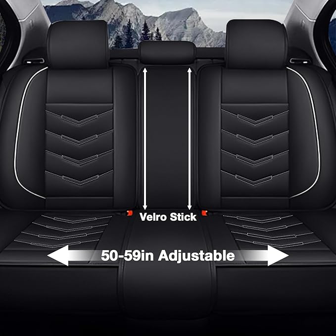 MVRVMV Car Seat Covers for Ford Explorer 2012-2026, Waterproof & Wear-Resistant Front and Rear Seat Protectors with 2* Neck Pillow and 2* Lumbar Support (7 Seat Luxury, Black-White