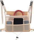 Car Seat Back Organizer, Net Purse Hangbag Holder for Car, Auto Driver Or Passenger Accessories Organizer, Vehicle Console Caddy, Personal Travel Storage Bag for Pet Kids Adults, Pu Leather Beige