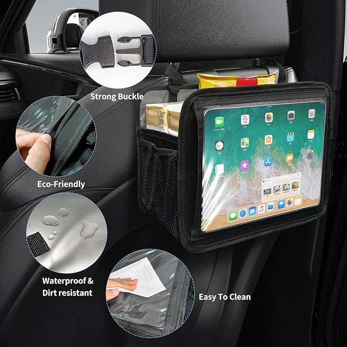 Car Seat Back Organizer Tablet Holder, Vehicle Front Seat, Personal Travel Storage Bag For Adults & Kids Car Accessories Interior & Travel Essentials(Grey)
