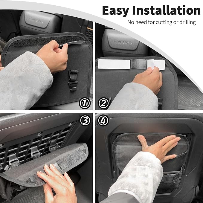 JWWY Front Seat Back Organizer Storage Bag Pocket Pouch Fit for 2021-2024+ Ford Bronco Interior Accessories Black