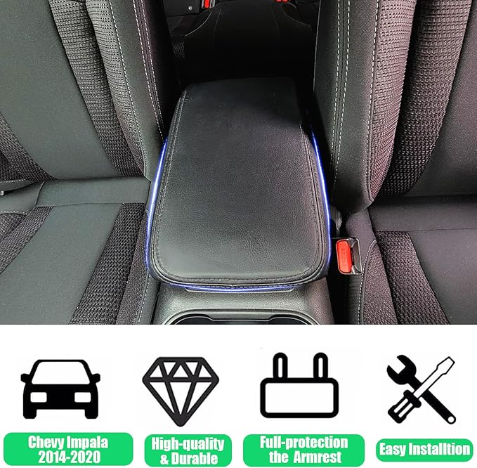 Center Console Cover for Chevy Impala 2014-2020- Leather Center Armrest Lid Cover for Chevrolet Impala Interior Accessories 2014 2015 2016 2017 2018 2019 2020