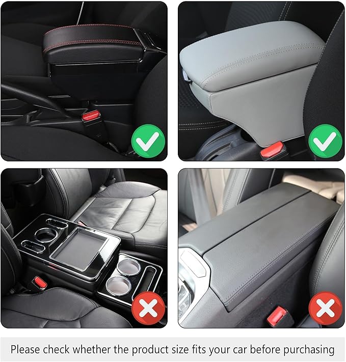 Car Armrest Pads for Hyundai Santa Fe Sport 2013 2014 2015 2016 2017 2018,Leather Center Console Covers Waterproof Anti-Slip Scratch Comfortable Automobile Protective Accessories,Claret