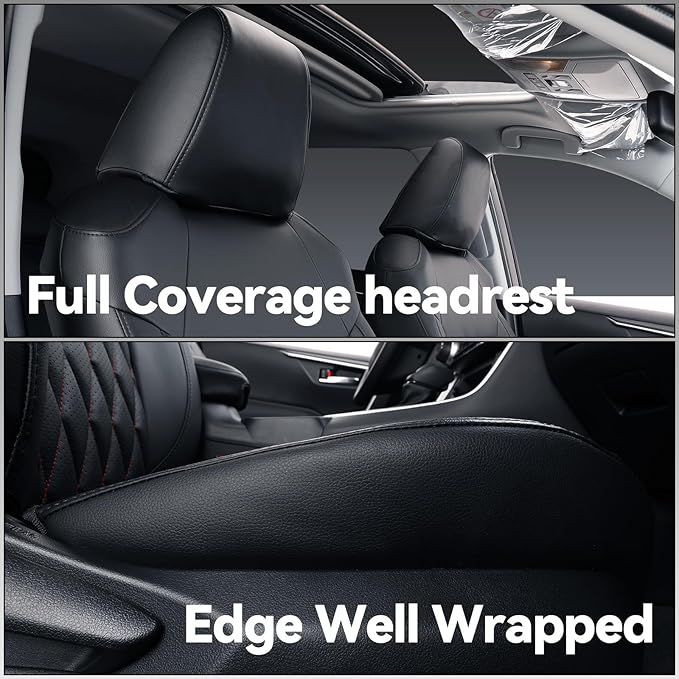 coverdream Highlander Leather Seat Covers Full Set for 2020-2026 Toyota Highlander SUV Seat Cushion,2nd-Row 40/60 Split Bench Seats,Fully Covered,Luxury Waterproof Car Seat Protecto (Black & Diamond)