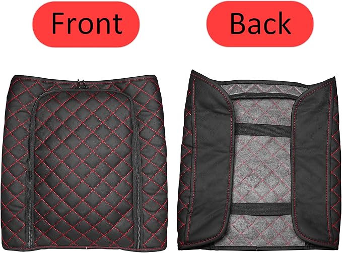 SENSHINE Center Console Armrest Cover for Toyota Tundra 2022-2026/Sequoia 2023-2026 Armrest Seat Stroage Box Cushion Lid Protector Pad with Zipper Leather Interior Accessories, Red Stitches