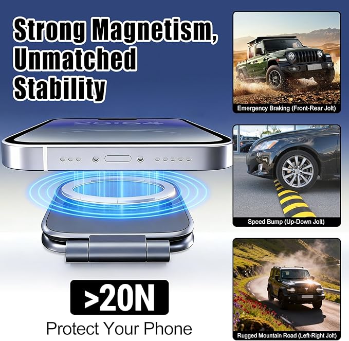 Ultra-Thin Foldable Magnetic Car Phone Mount,Ultrathin Adjustable Magnetic Phone Holder for Car,Portable Foldable Magnetic Phone Mount,270° Foldable Shockproof Phones Mount for All Phone,Laptop,Gym