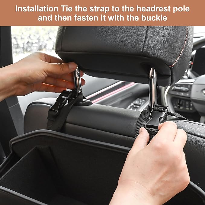 JEYODA Car Seat Back Organizer with 2 Drink Cup Holder,Car Tissue Holder and Storage Box Hook, 3 in 1 Multifunctional Storage for Food Drink Phone, Travel Accessories (Black)