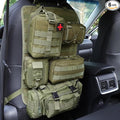 truck seat organizer and storage tactical car back seat back organizer with a Molle Vehicle Panel and 5 Different Size Molle Pouches for most models such as Jeep,SUV,Pickup(Army green)