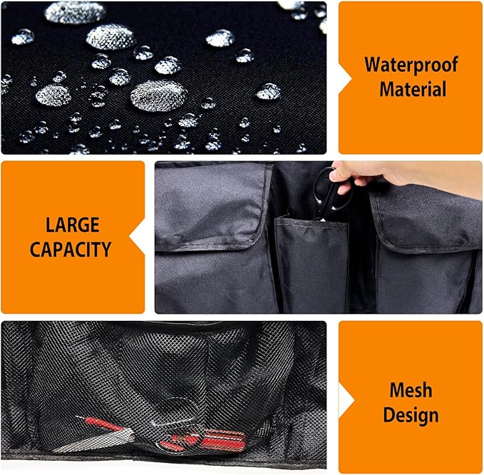 Back Seat Organizer Compatible with SUV Hanging Trunk Storage Bag, All-Weather Trunk Accessories Seat Back Organizer for SUV, Car Interior Accessories(Black and Red)