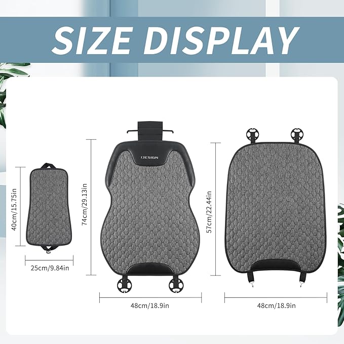 Gripure Breathable Linen Car Seat Cover Protector for Front Seats – Durable, Non-Slip, Airbag Compatible, Universal Fit for Sedans, SUVs, Pickups (2pcs, Gray)