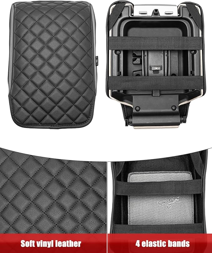 KBH Center Console Armrest Cover for 2006-2016 Land Rover LR3 & LR4, 2006-2013 Range Rover Sport, Middle Console Lid Protector, Vinyl Leather, Customized Accessories, Black (Not for Other Models)
