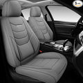 WENNFOUR Car Seat Covers Full Set, Universal Automotive Front and Rear Seat Protector Fit for Cars 5 Seats, Waterproof Breathable Nappa Leather Seat Cushion for Most Vehicles SUV Pick-up Truck, Grey