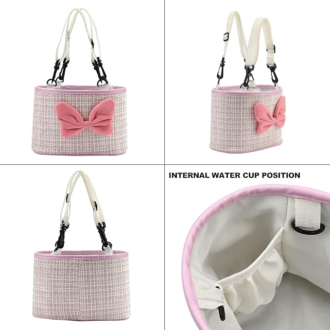 Multifunctional Car Seat Back Organizer Storage Bag Vintage Cotton Linen Hanging Vehicle Organizer for Vehicles Interior Organizer Accessories, Pink Linen Fabric
