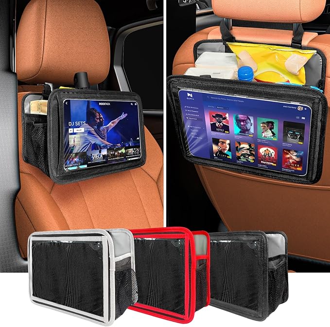 Car Seat Back Organizer Tablet Holder, Vehicle Front Seat, Personal Travel Storage Bag For Adults & Kids Car Accessories Interior & Travel Essentials(Grey)